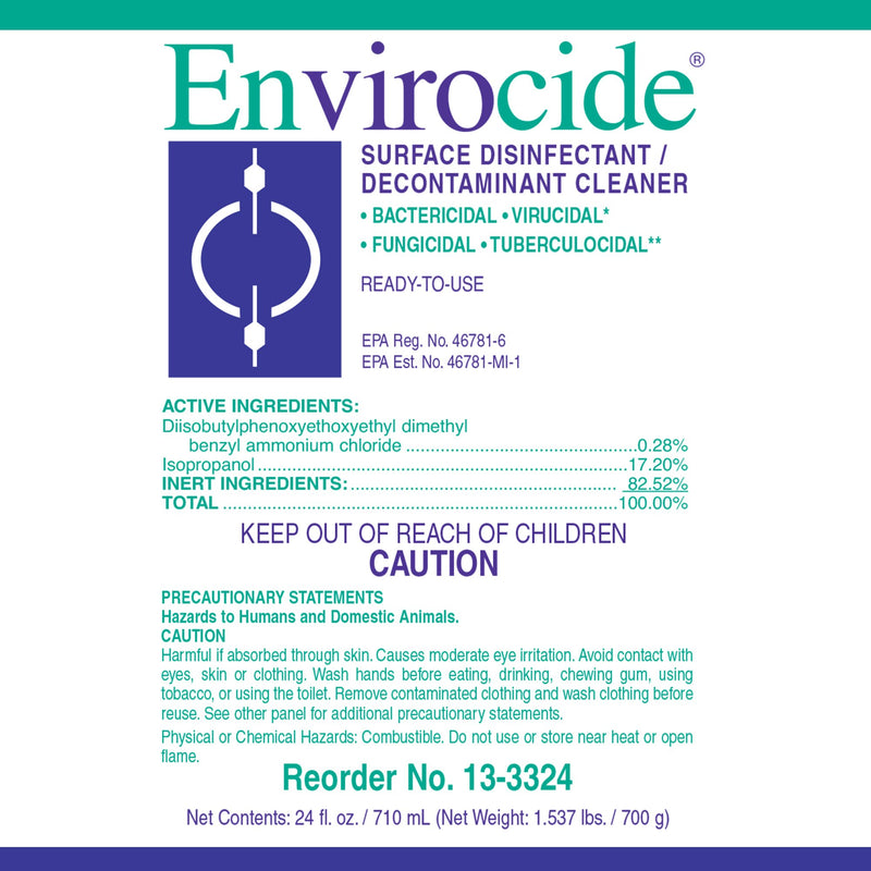 Envirocide® Surface Disinfectant Cleaner Broad Spectrum Trigger Spray Liquid 24 oz. Bottle Alcohol Scent NonSterile (379425_BT) 1/BT