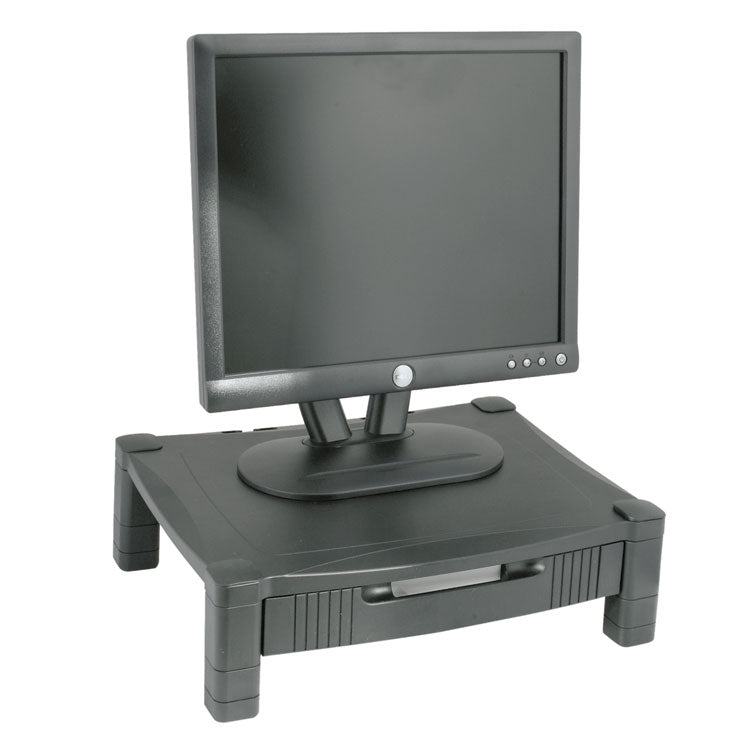 Kantek Monitor Stand with Drawer, 17" x 13.25" x 3" to 6.5", Black, Supports 50 lbs (KTKMS420) Each