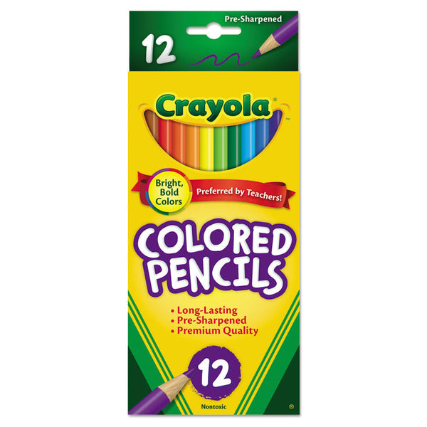 Crayola® Long-Length Colored Pencil Set, 3.3 mm, 2B, Assorted Lead and Barrel Colors, Dozen (CYO684012) Pack of 12