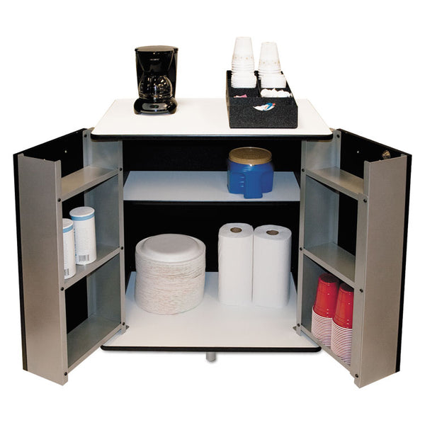 Vertiflex® Refreshment Stand, Engineered Wood, 9 Shelves, 29.5" x 21" x 33", White/Black (VRT35157)