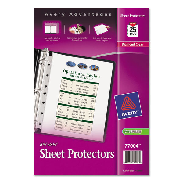 Avery® Top Load Sheet Protector, Heavyweight, 8.5 x 5.5, Clear, 25/Pack (AVE77004)