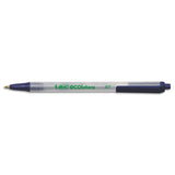 BIC® Ecolutions Clic Stic Ballpoint Pen, Retractable, Medium 1 mm, Blue Ink, Translucent Frost/Blue Barrel, Dozen (BICCSEM11BE)