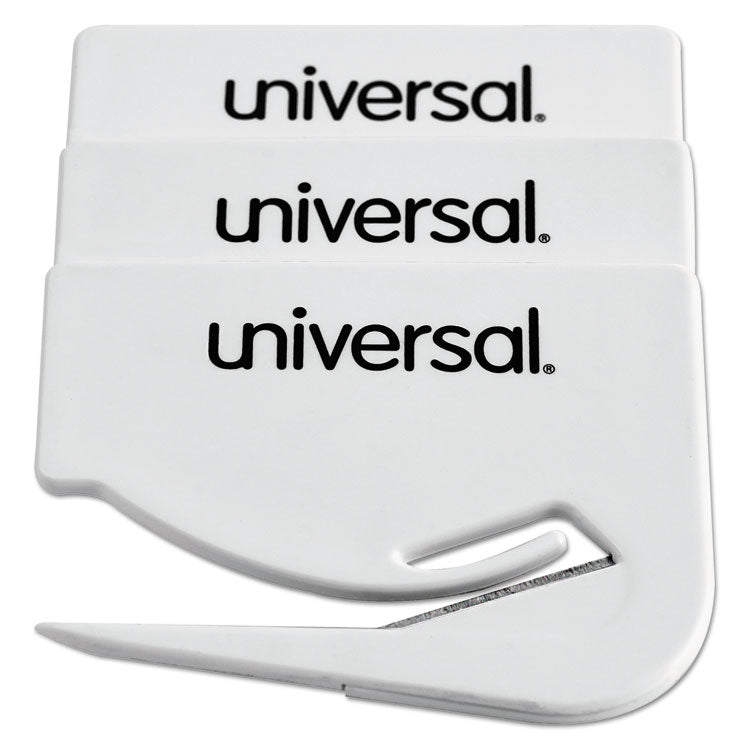 Universal® Letter Slitter Hand Letter Opener with Concealed Blade, 2.5", White, 3/Pack (UNV31803) Pack of 3