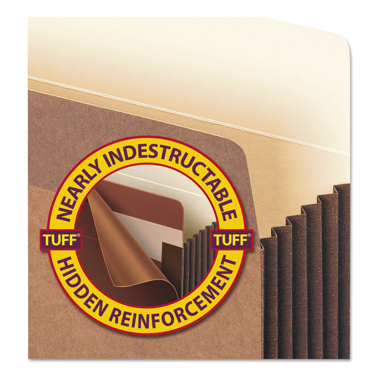 Smead™ Redrope TUFF Pocket Drop-Front File Pockets with Fully Lined Gussets, 7" Expansion, Letter Size, Redrope, 5/Box (SMD73395)