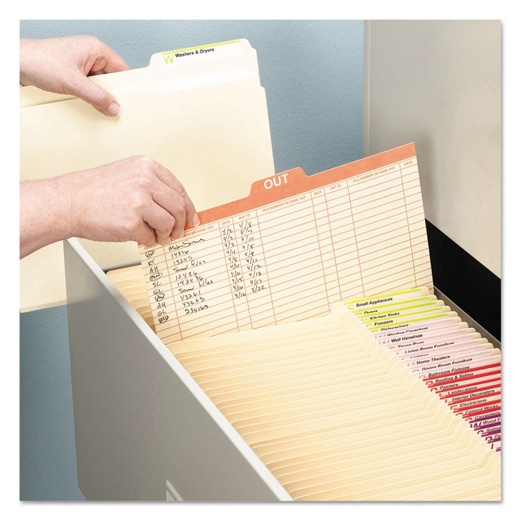 Smead™ Manila Out Guides, Printed Form Style, 1/5-Cut Top Tab, Out, 8.5 x 11, Manila, 100/Box (SMD51910) Pack of 100