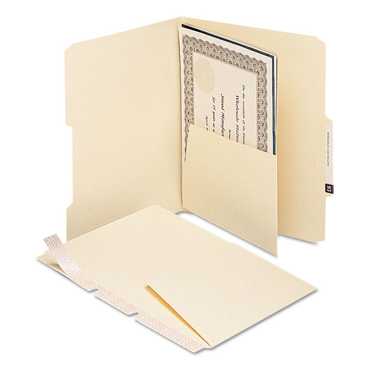 Smead™ Self-Adhesive Folder Dividers with 5.5" Pockets for Top/End Tab Folders, 1 Fastener, Letter Size, Manila, 25/Pack (SMD68030)