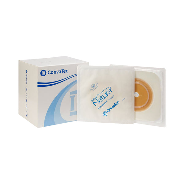 Sur-Fit Natura® Ostomy Barrier Trim to Fit, Standard Wear Stomahesive® Adhesive 57 mm Flange Sur-Fit® Natura® System Hydrocolloid 1-3/8 to 1-3/4 Inch Opening 5 X 5 Inch (325407_BX) 10/BX