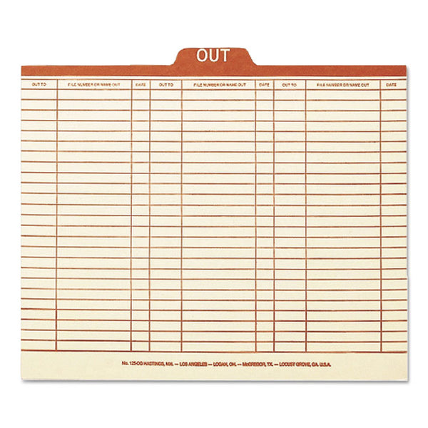 Smead™ Manila Out Guides, Printed Form Style, 1/5-Cut Top Tab, Out, 8.5 x 11, Manila, 100/Box (SMD51910)