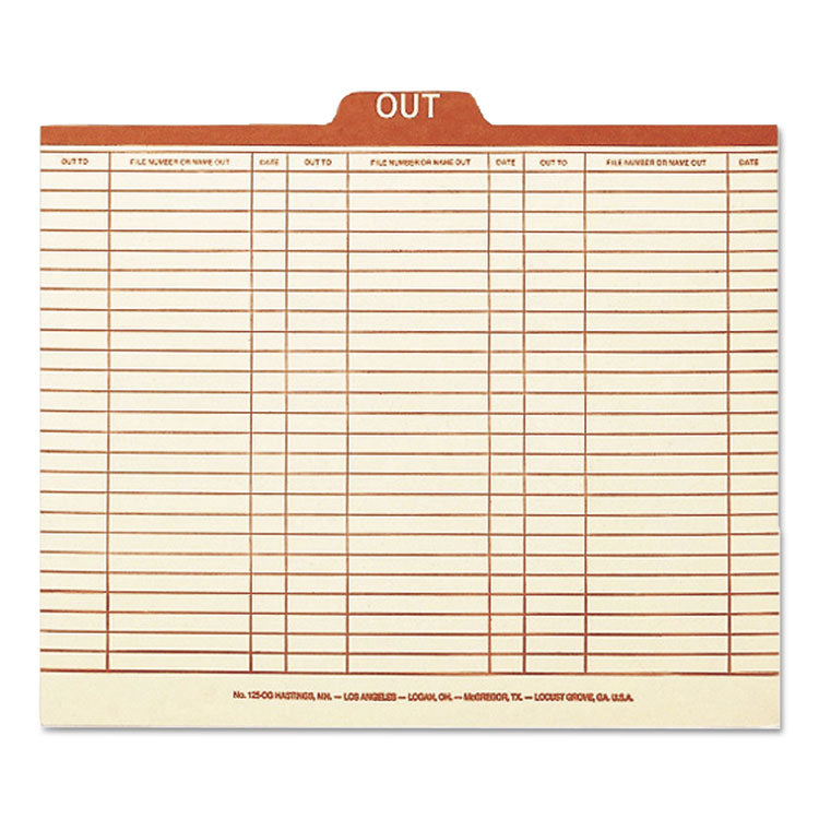 Smead™ Manila Out Guides, Printed Form Style, 1/5-Cut Top Tab, Out, 8.5 x 11, Manila, 100/Box (SMD51910) Pack of 100
