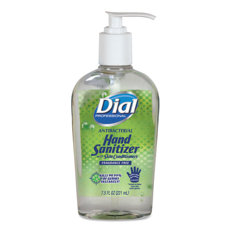 Dial® Professional Antibacterial with Moisturizers Gel Hand Sanitizer, 7.5 oz Pump Bottle, Fragrance-Free, 12/Carton (DIA01585)