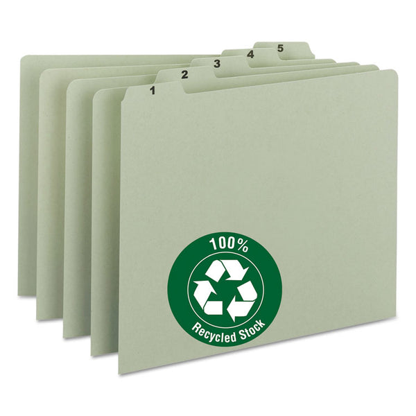 Smead™ 100% Recycled Daily Top Tab File Guide Set, 1/5-Cut Top Tab, 1 to 31, 8.5 x 11, Green, 31/Set (SMD50369)