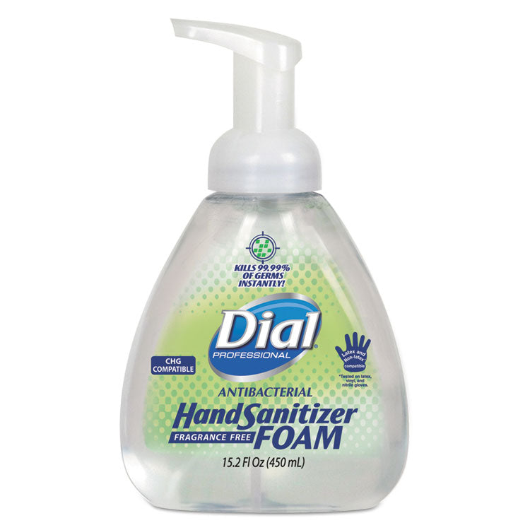 Dial® Professional Antibacterial Foam Hand Sanitizer, 15.2 oz Pump Bottle, Fragrance-Free, 4/Carton (DIA06040) Case of 4