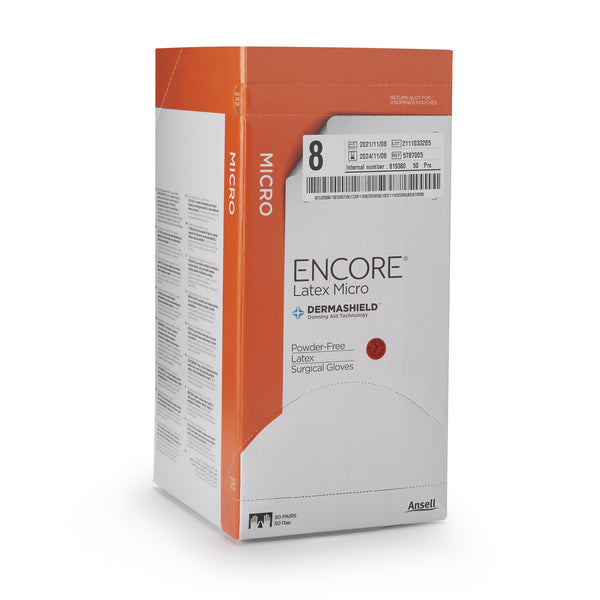 ENCORE® Latex Micro Surgical Glove Size 8 Sterile Latex Standard Cuff Length Micro-Textured Brown Chemo Tested (362179_CS) 200/CS