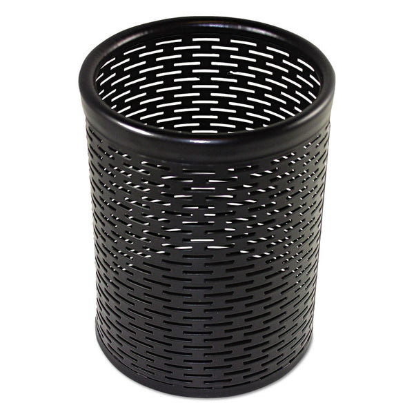 Artistic® Urban Collection Punched Metal Pencil Cup, 3.5" Diameter x 4.5"h, Black (AOPART20005) Each