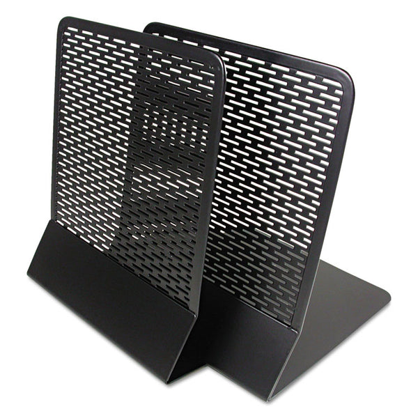 Artistic® Urban Collection Punched Metal Bookends, Nonskid, 5.5 x 6.5 x 6.5, Perforated Steel, Black, 1 Pair (AOPART20008)