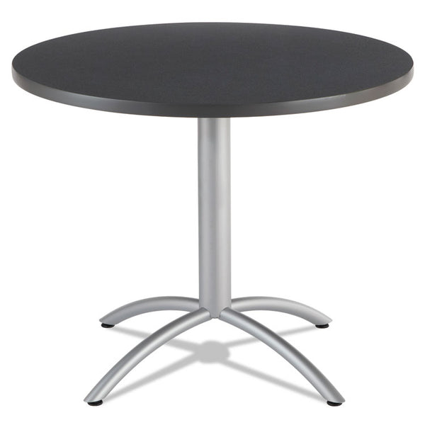 Iceberg CafeWorks Table, Cafe-Height, Round, 36" x 30", Graphite Granite Top, Silver Base (ICE65628) Each