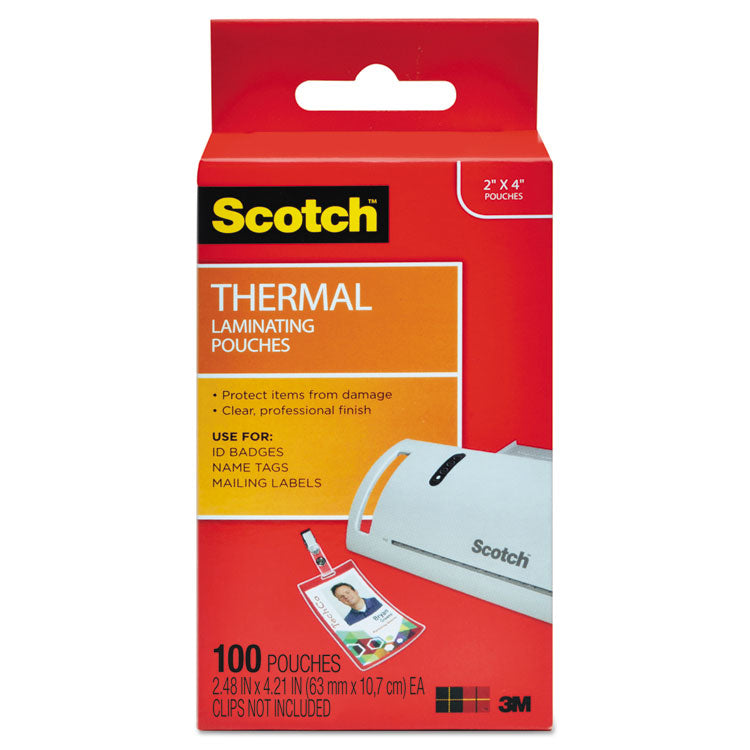 Scotch™ Laminating Pouches, 5 mil, 2.25" x 4.25", Gloss Clear, 100/Pack (MMMTP5852100)