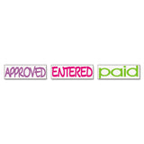 Trodat® Interlocking Stack Stamp, APPROVED, ENTERED, PAID, 1.81" x 0.63", Assorted Fluorescent Ink (USS8802) Each