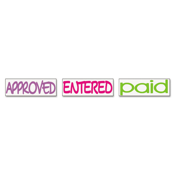 Trodat® Interlocking Stack Stamp, APPROVED, ENTERED, PAID, 1.81" x 0.63", Assorted Fluorescent Ink (USS8802) Each
