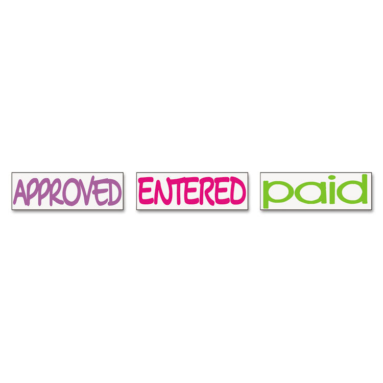 Trodat® Interlocking Stack Stamp, APPROVED, ENTERED, PAID, 1.81" x 0.63", Assorted Fluorescent Ink (USS8802) Each