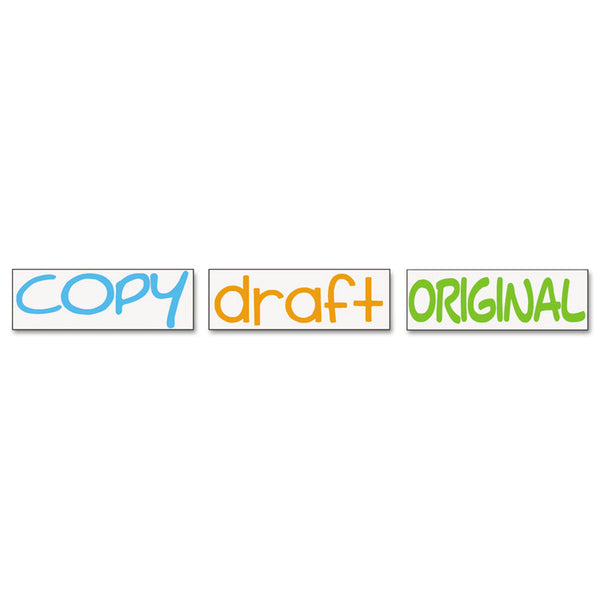 Trodat® Interlocking Stack Stamp, COPY, DRAFT, ORIGINAL, 1.81" x 0.63", Assorted Fluorescent Ink (USS8801) Each
