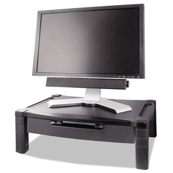 Kantek Wide Deluxe Two-Level Monitor Stand with Drawer, 20" x 13.25" x 3" to 6.5", Black, Supports 50 lbs (KTKMS520) Each