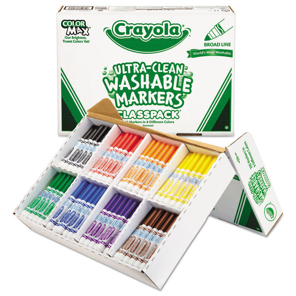 Crayola® Ultra-Clean Washable Marker Classpack, Broad Bullet Tip, 8 Assorted Colors, 200/Box (CYO588200) Each