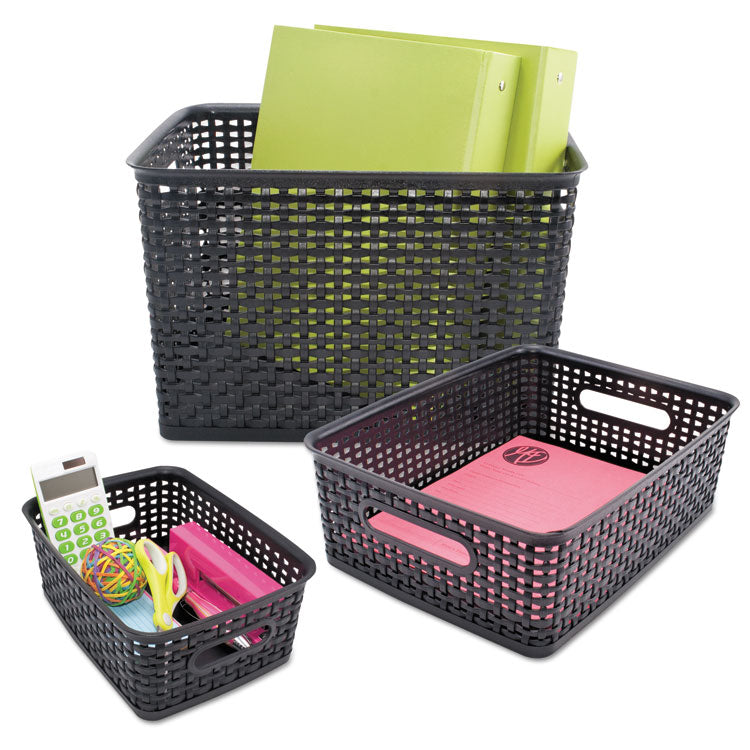 Advantus Weave Bins, 9.88 x 7.38 x 4, Black, 3/Pack (AVT40326) Pack of 3