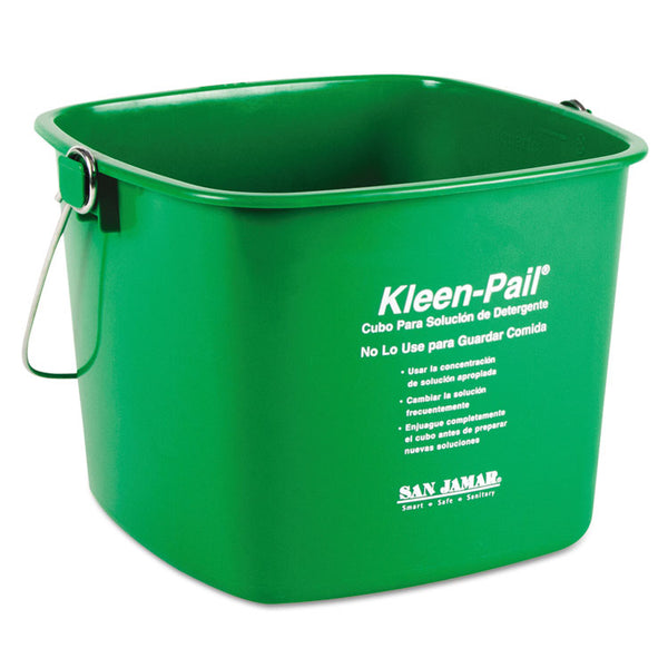 San Jamar® Kleen-Pail, 6 qt, Plastic, Green, 12/Carton (SJMKP196GN)
