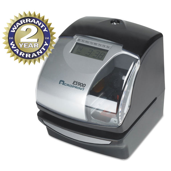 Acroprint® ES900 Atomic Electronic Payroll Recorder, Time Stamp and Numbering Machine, Digital Display, Black (ACP010209000) Each