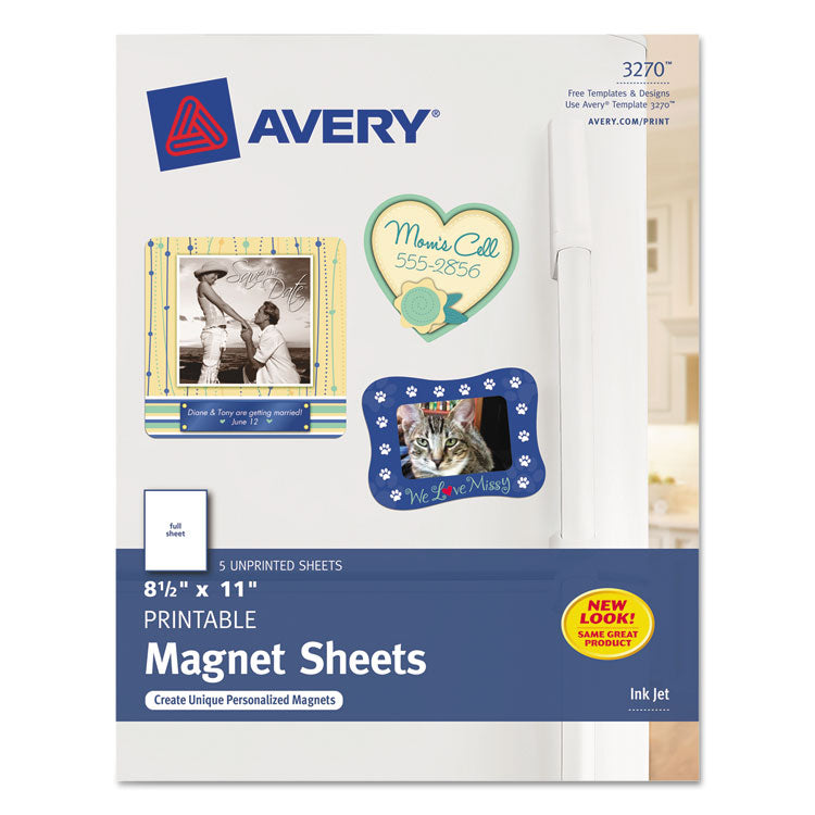 Avery® Printable Magnet Sheets, 8.5 x 11, White, 5/Pack (AVE3270)