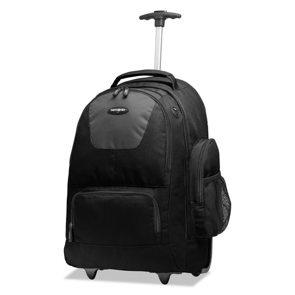 Samsonite® Rolling Backpack, Fits Devices Up to 15.6", Polyester, 14 x 8 x 21, Black/Charcoal (SML178961053)