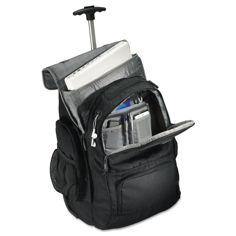 Samsonite® Rolling Backpack, Fits Devices Up to 15.6", Polyester, 14 x 8 x 21, Black/Charcoal (SML178961053)