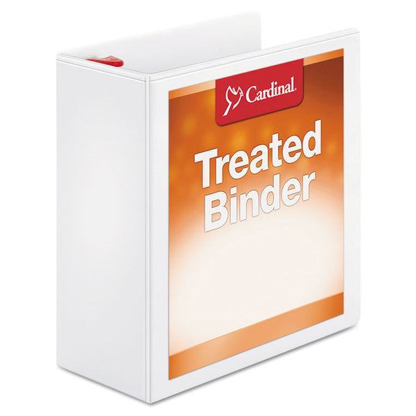 Cardinal® Treated ClearVue Locking Slant-D Ring Binder, 3 Rings, 4" Capacity, 11 x 8.5, White (CRD32140) Each