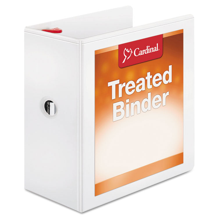 Cardinal® Treated ClearVue Locking Slant-D Ring Binder, 3 Rings, 5" Capacity, 11 x 8.5, White (CRD32150) Each