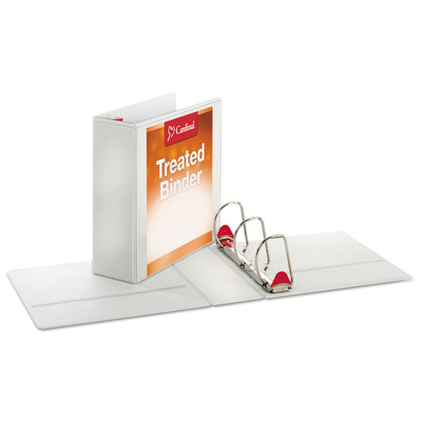 Cardinal® Treated ClearVue Locking Slant-D Ring Binder, 3 Rings, 4" Capacity, 11 x 8.5, White (CRD32140) Each