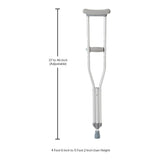 McKesson Underarm Crutches Youth 4 Foot 6 Inch to 5 Foot 2 Inch User Height Aluminum Frame 350 lbs. Weight Capacity (1065233_CS) 8/CS