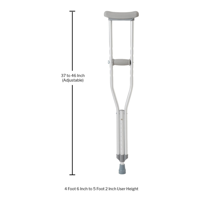 McKesson Underarm Crutches Youth 4 Foot 6 Inch to 5 Foot 2 Inch User Height Aluminum Frame 350 lbs. Weight Capacity (1065233_CS) 8/CS