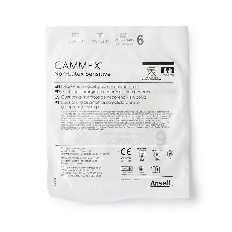 GAMMEX® Non-Latex Sensitive Surgical Glove Size 6 Sterile Polychloroprene Standard Cuff Length Micro-Textured Cream Chemo Tested (833672_CS) 200/CS