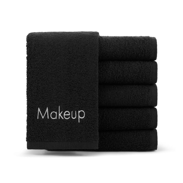 Arkwright Home Hotel Cotton Makeup Fingertip Towel 11x17 Black (6/Pack) (P-MAKEUP-11X17) 6/PK