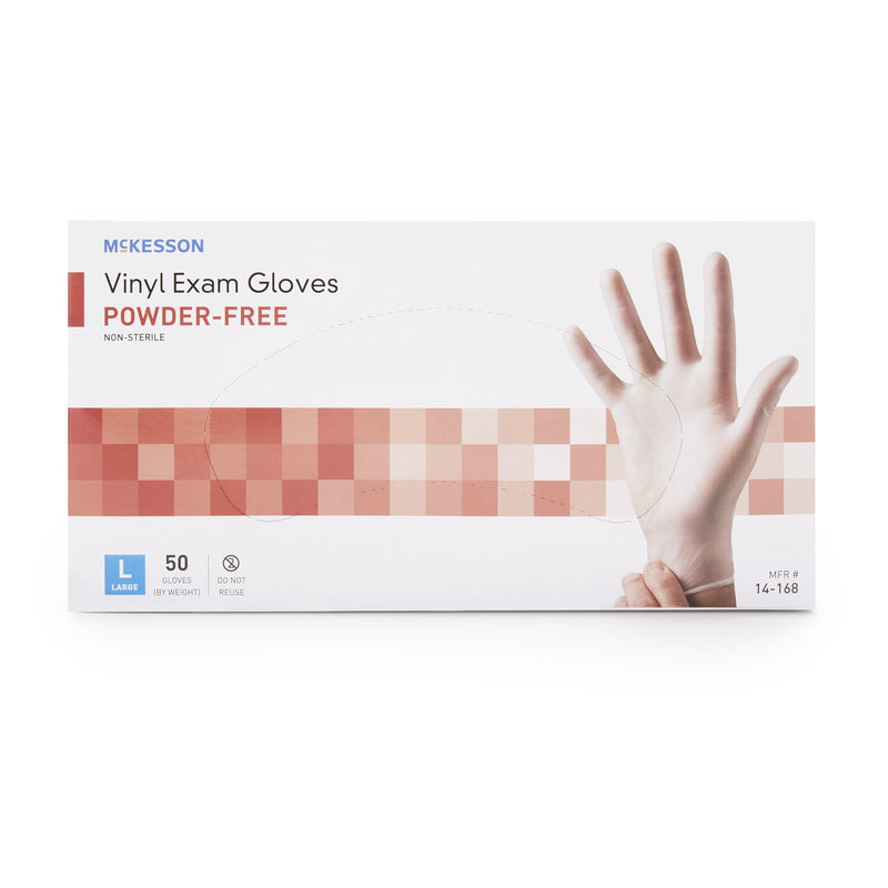 McKesson Confiderm® Exam Glove Large NonSterile Vinyl Standard Cuff Length Smooth Clear Not Rated (871024_CS) 1000/CS
