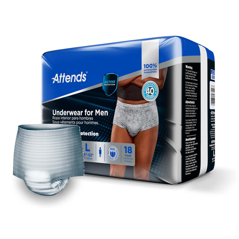 Attends® For Men Male Adult Absorbent Underwear Pull On with Tear Away Seams Large Disposable Heavy Absorbency (1039114_BG) 18/BG