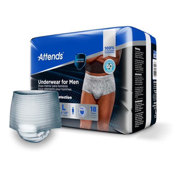 Attends® For Men Male Adult Absorbent Underwear Pull On with Tear Away Seams Large Disposable Heavy Absorbency (1039114_CS) 72/CS