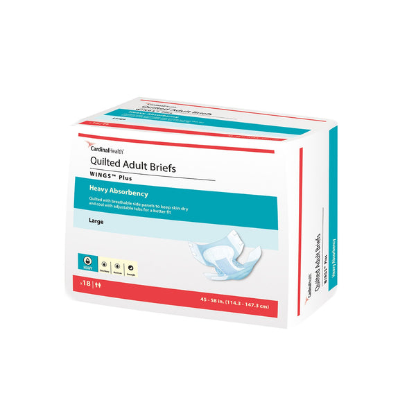Wings™ Plus Quilted Unisex Adult Incontinence Brief X-Large Disposable Heavy Absorbency (868374_CS) 60/CS
