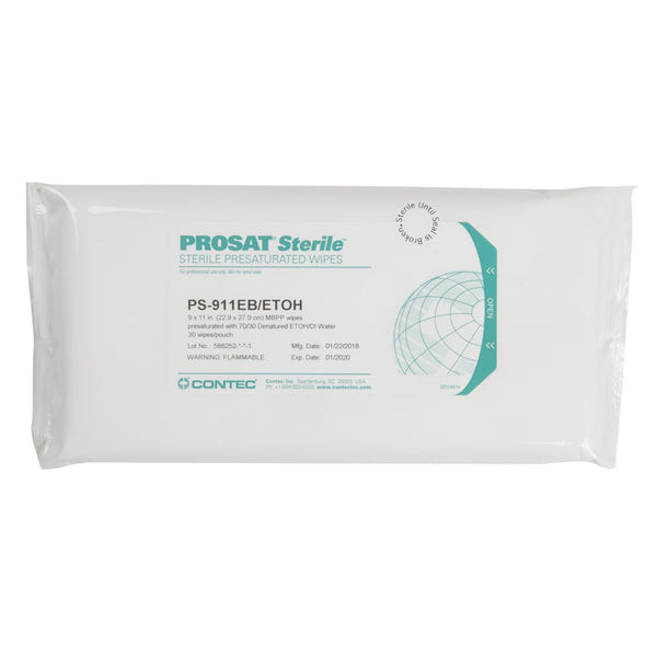 PROSAT® Sterile™ Surface Disinfectant Cleaner Premoistened Cleanroom Manual Pull Wipe 30 Count Soft Pack Alcohol Scent Sterile (1121115_BG) 30/BG