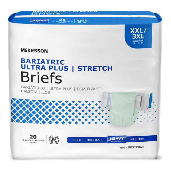 McKesson Ultra Plus Stretch Unisex Adult Incontinence Brief 2X-Large / 3X-Large Disposable Heavy Absorbency (973140_BG) 20/BG