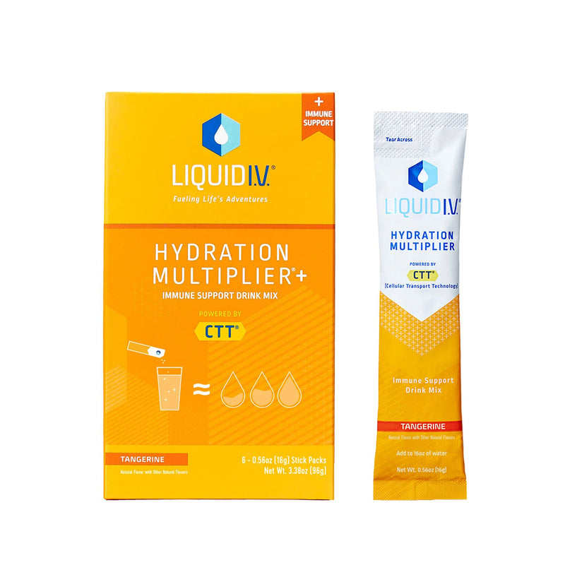 Liquid I.V.® Hydration Multiplier®+ Immune Suport Oral Electrolyte Solution Tangerine Flavor 0.56 oz. Electrolyte (1220423_BX) 6/BX