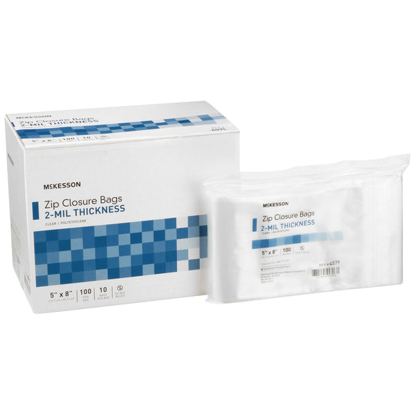 McKesson Reclosable Bag 5 X 8 Inch Polyethylene Clear Zipper Closure (1057373_BX) 10/BX