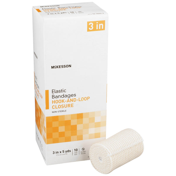 McKesson Elastic Bandage 3 Inch X 5 Yard Single Hook and Loop Closure Tan NonSterile Standard Compression (454619_BX) 10/BX