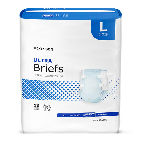 McKesson Ultra Unisex Adult Incontinence Brief Large Disposable Heavy Absorbency (800831_BG) 1/BG